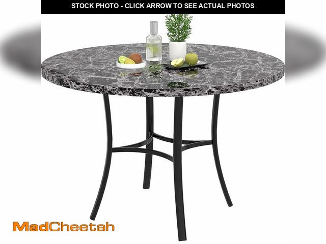 Lot 74-13419201 - VECELO 36" Round Dining Table for 4, Faux Marble Dinette with Metal Frame for Kitchen, Apartment, Ho...