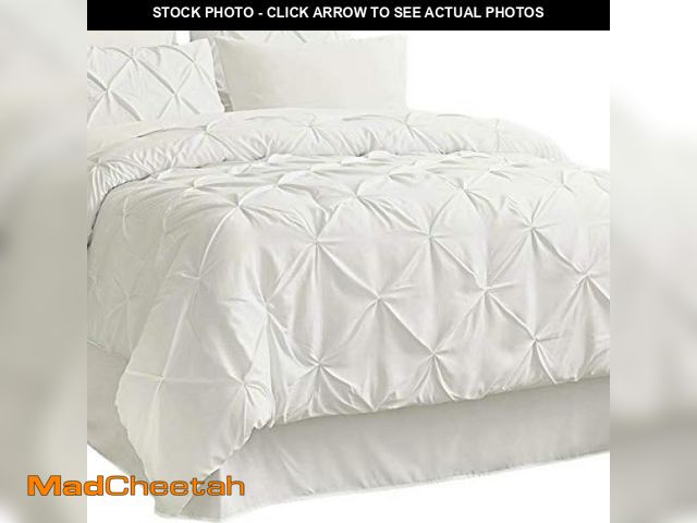 Lot 74-12324014 - Bedsure Full Comforter Set Ivory - Bed in a Bag Full Size 7 Pieces, GentleSoftÃ¢âÂ¢ Pintuck Bed Se...