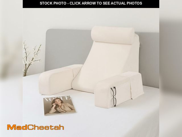 Lot 74-12971723 - ENITYA 19" Back Pillow for Bed Sitting up, Big Pockets and Washable Removable Cover, Reading Chair f...