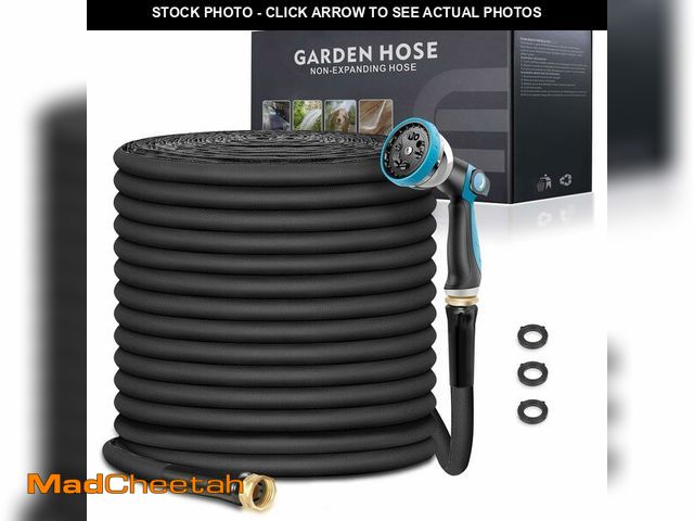 Lot 74-13995450 - Relxitl Garden Hose 100ft, Flexible Water Hose with 10 Function Hose Nozzle, Lightweight, Tangle Fre...