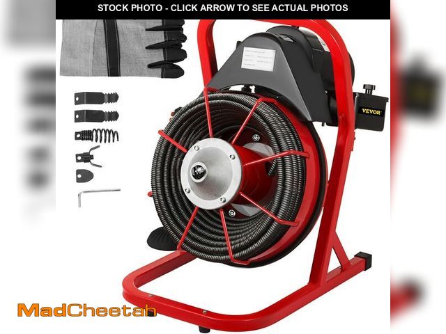 Lot 74-12630531 - VEVOR 50FT x 1/2 Inch Drain Cleaning Machine, 250W Electric Drain Auger, Portable Sewer Snake Auger ...