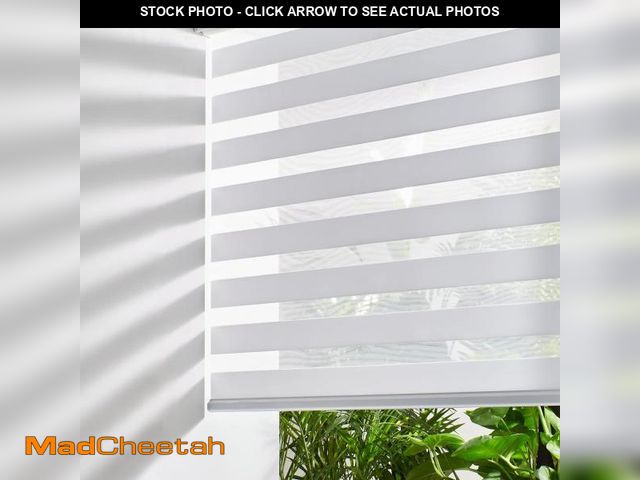Lot 74-12494085 - Persilux Zebra Blinds for Windows, Cordless Roller Blinds (63" W x 72" H, White) Light Filtering She...