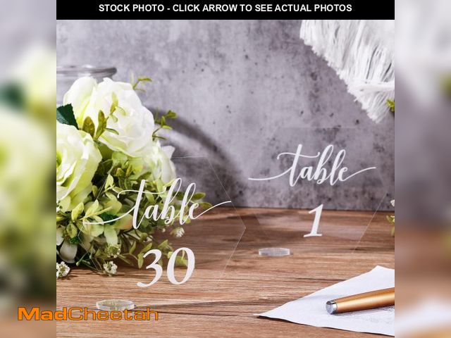 Lot 74-12431888 - 30 Pieces Acrylic Table Numbers 1-30 for Wedding Reception Clear Table Number Signs 1-30 with Stand ...