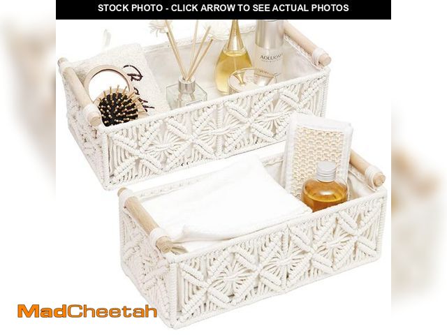 Lot 74-12115951 - HOSROOME Macrame Storage Basket Boho Decor Baskets for Organizing Woven Decorative for Countertop To...