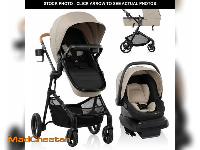 Lot 74-14320805 - Evenflo Pivot NXT Travel System with LiteMax NXT Infant Car Seat (Latte Tan) - UNUSED