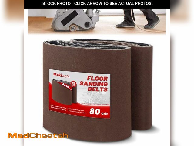 Lot 74-14205727 - 8 inch x 19 inch 80 Grit Sanding Belts, 12 Pack, EZ 8 Drum Sander Sandpaper Rolls for Woodworking an...