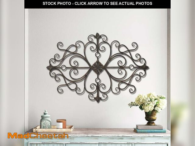 Lot 74-12781634 - Sintosin Rustic Wrought Iron Scroll Wall Art, 36"" x 24"" Hanging Metal Home Decor for Bedroom and L...