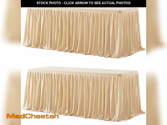 Lot 74-14054607 - Wish Care 2 Pack Champagne Rectangle Table Clothes for 6 Foot Tables, Polyester Fitted Tablecloths 6...