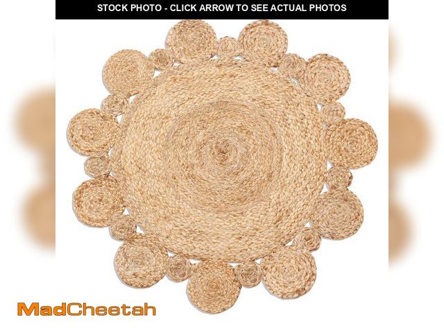 Lot 74-12159972 - INDIAN ARTISTIC Round Jute Rag Rug 3x3 Feet Ã¢â¬â Handwoven &amp; Reversible Burlap Floor Mat, Na...