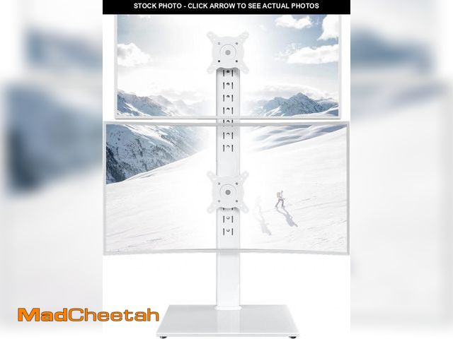 Lot 74-12325669 - Dual Monitor Stand - Vertical Stack Screen Free-Standing Monitor Riser Fits Two 13 to 34 Inch Screen...
