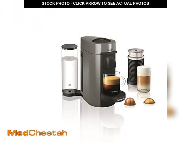 Lot 74-11226159 - Nespresso Vertuo Plus Coffee and Espresso Maker by De'Longhi, Grey with Aeroccino Milk Frother - UNU...