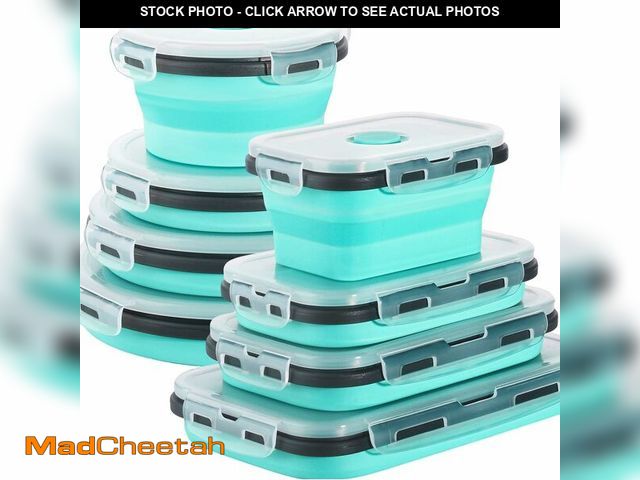Lot 74-13720111 - Sudaya 8 Pack Collapsible Food Storage Containers With Lids, Collapsible Storage Containers Sets Sil...