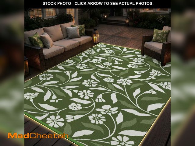 Lot 74-14310394 - SIXHOME Outdoor Rug with LED Strip Lights 8'x10' Waterproof Patio Rug Reversible Indoor Outdoor Rug ...