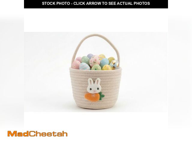 Lot 74-13629016 - PopMeme Easter Basket, Easter Bunny Baskets with Handle, Cute Woven Cotton Rope Egg Hunt Bag for Bab...