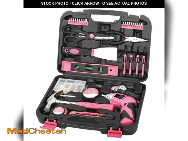 Lot 74-12364937 - Apollo 135-Piece Home Tool Kit in Pink - UNUSED