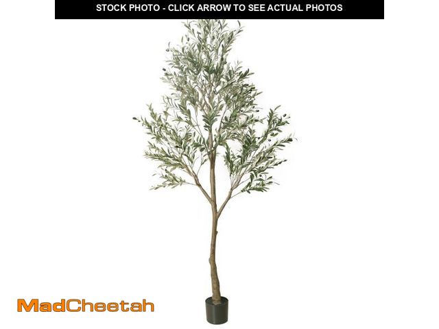 Lot 74-12153479 - Phimos Artificial Olive Tree Tall Fake Potted Olive Silk Tree with Planter Large Faux Olive Branches...