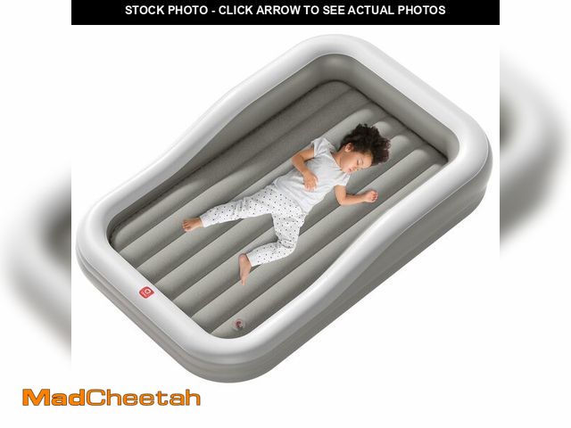 Lot 74-12705056 - QPAU Inflatable Toddler Travel Bed with 3-Sided Safety Bumpers, Extra Large Kids Air Mattress, Inclu...