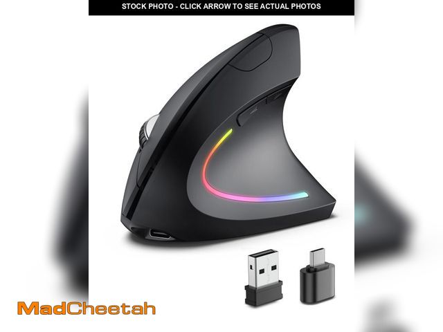 Lot 74-12441056 - POJTK Ergonomic Wireless Rechargeable Mouse, Bluetooth+USB A+Type C(3 in 1) Connection, 5 Levels Up ...