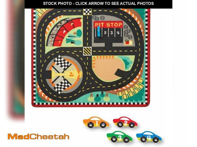 Lot 74-14581986 - Melissa &amp; Doug Round the Speedway Race Track Rug (FFP) - UNUSED