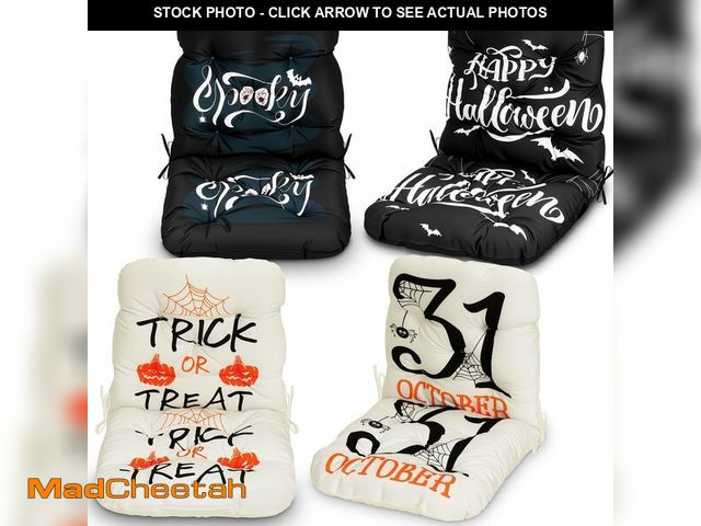 Lot 74-12866324 - Chunful 4 Pack Halloween Decoration Patio Chair Cushions Outdoor Indoor Tufted Backrest Cushion Furn...