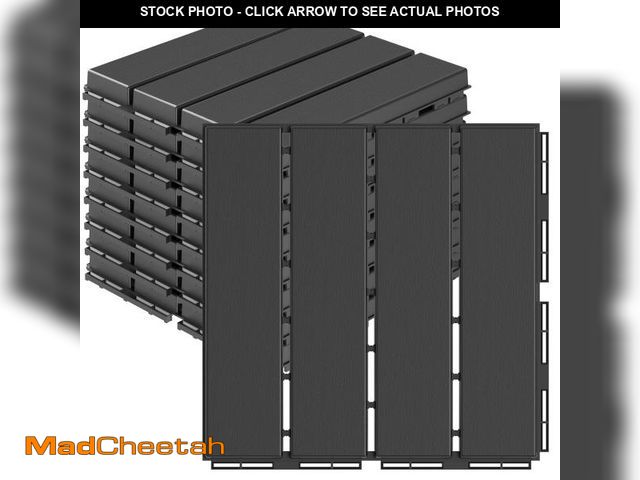 Lot 74-12307236 - Goovilla Plastic Interlocking Deck Tiles, 9 Pack , 12"x12" Waterproof Outdoor Flooring All Weather U...