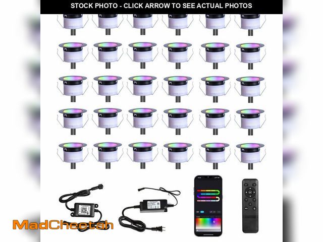 Lot 74-13992904 - LED Deck Lights Kit, 30 Pack 1.77" Smart RGBW+IC Outdoor Lights | Low Voltage Recessed Deck &amp; St...