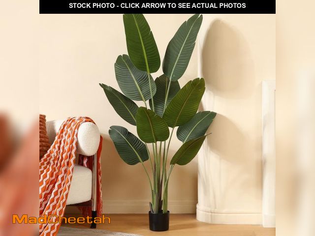 Lot 74-12511745 - 5 Feet Artificial Bird of Paradise Plant Fake Tropical Palm Tree for Indoor Outdoor, Perfect Faux Pl...