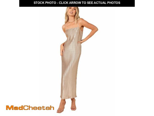 Lot 74-13718601 - Petal &amp; Pup Liza Pleated Maxi Dress - Gold S - UNUSED