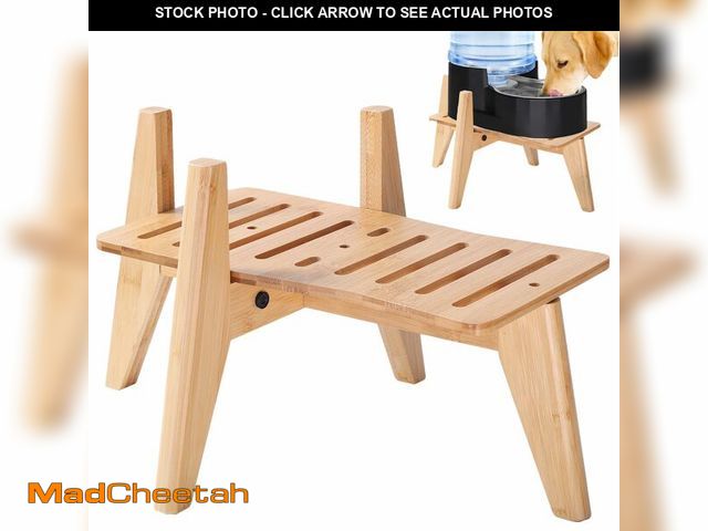 Lot 74-14213810 - Stand for Dog Water Food Dispenser - Automatic Dog Feeder Holder - Suitable for Large Dogs - Bamboo ...