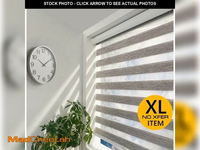 Lot 74-13790664 - ShadesU Cordless Zebra Blinds Ã¢â¬â Light Filtering Dual-Layer Window Shades for Privacy (Grey Co...