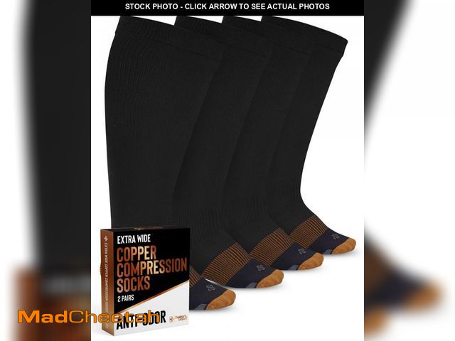 Lot 74-11548924 - Doctor's Select Copper Plus Size Compression Socks Wide Calf - 2 Pairs  20-30mmHg Extra Wide Calf Co...