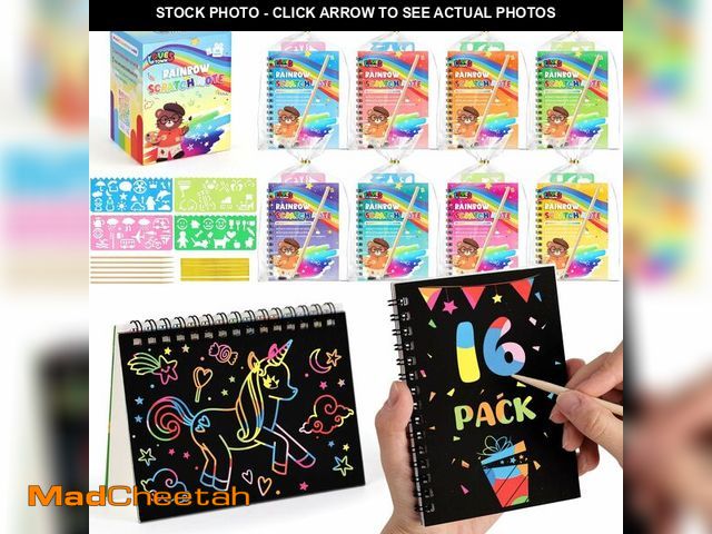 Lot 74-13716998 - LovesTown 16 Pack Rainbow Scratch Art Party Favors for Kids, Rainbow Notebooks with Stencils &amp; E...