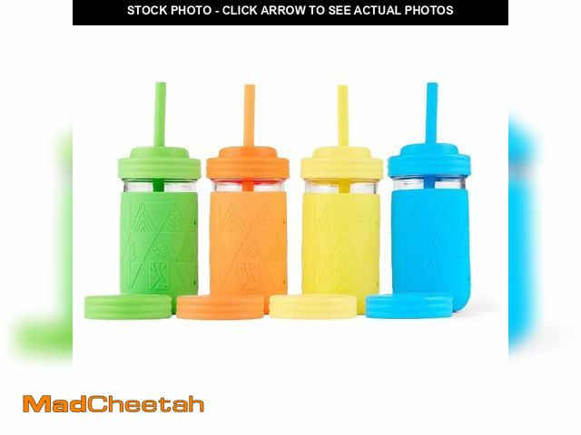 Lot 74-14475276 - Elk and Friends Kids + Toddler Glass Cups | The Original 12oz Glass Mason Jar with Sleeves + Lids | ...