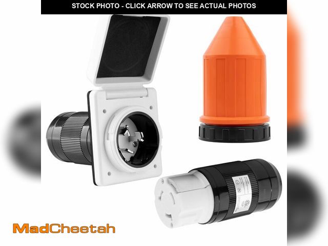 Lot 74-14047677 - Ficstar 50 AMP RV Power Inlet Twist Lock RV Shore,125V/250V,Female Twist Locking Connector with Oran...