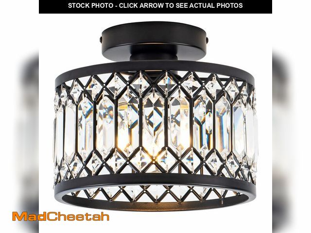 Lot 74-12716682 - Rpzloila Crystal Ceiling Light Fixture, Modern Semi Flush Mount Ceiling Light,Crystal Chandelier for...