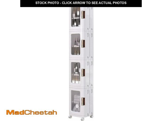 Lot 74-14348424 - VECELO 4-Tier Tall Narrow Storage Cabinet with Movable Wheels, Adjustable Shelves, Anti-Tip, Slim, f...