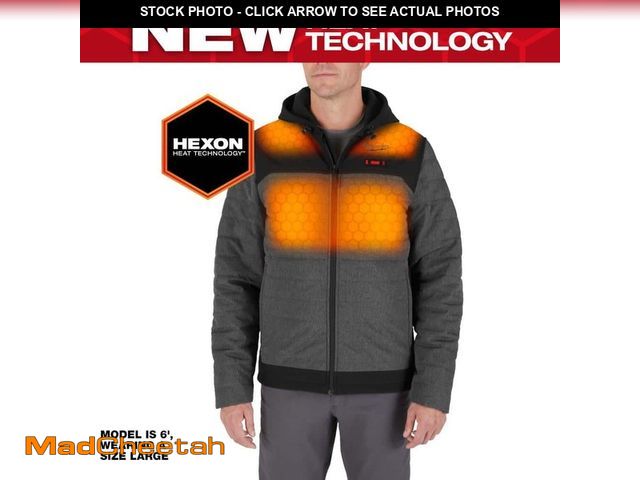 Lot 74-13134024 - Milwaukee Men's X-Large M12 12V Lithium-Ion Cordless AXIS Gray Heated Jacket Kit with (1) 3.0 Ah Bat...