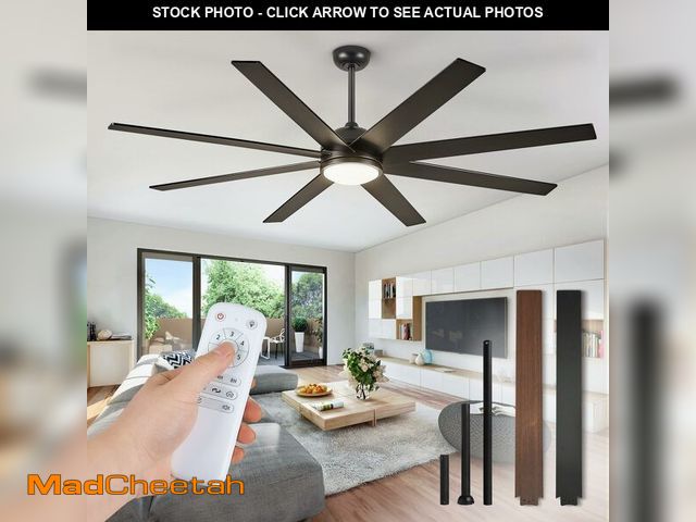 Lot 74-13068954 - Fanbulous 65 Inch Ceiling Fans with Lights and Remote, Black Indoor/Outdoor Ceiling Fan with Quiet R...