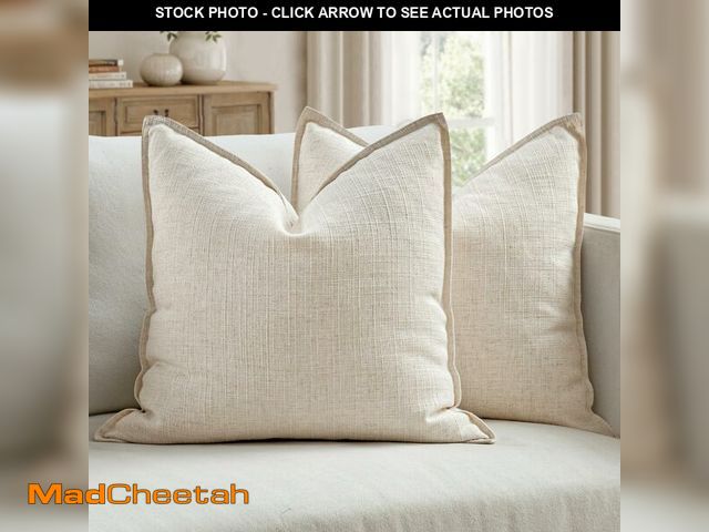 Lot 74-14270131 - MIULEE Pack of 2 Thick Textured Couch Throw Pillow Covers 20x20, Natural Beige Decorative Pillow Cov...
