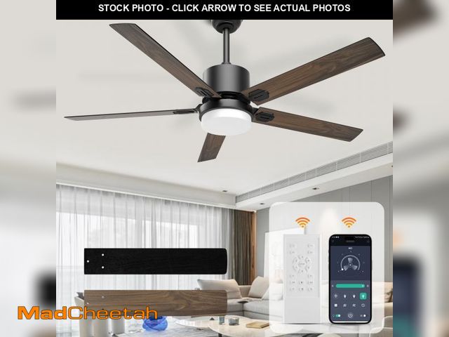 Lot 74-12487551 - Ceiling Fans with Lights and Remote, 52'' Ceiling Fan Reversible Dimmable Noiseless Flush Mount Low ...