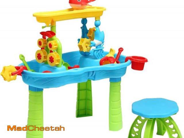 Lot 74-12096561 - Trimate Toddler Sensory Sand &amp; Water 3 Tier Table with Chair | Indoor &amp; Outdoor Summer Beach...