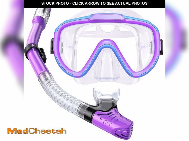 Lot 74-12458943 - Seovediary Kids Snorkel Set, Anti-Fog Panoramic Tempered Glass Kids Snorkel mask, Anti-Leak Scuba Di...