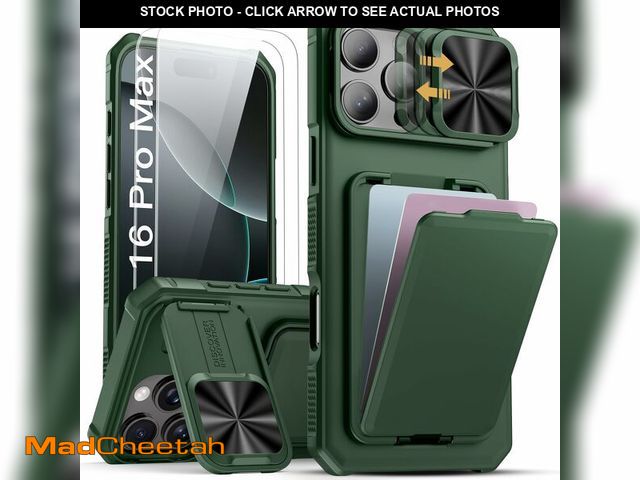 Lot 74-12706024 - SSLOTSCASE for iPhone 16 Pro Max Case with 2X Screen Protector, Card Holder &amp; Camera Cover Stand...