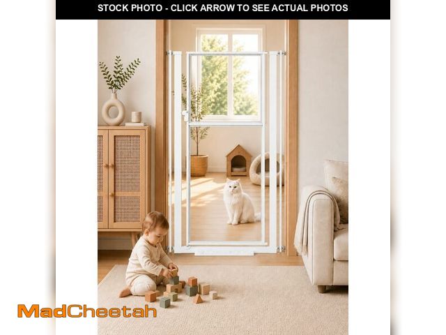 Lot 74-14613284 - NiceTCU 56Ã¢â¬Â Extra Tall Cat Gate for Doorway, 29.5-33.46" Wide Clear Gate - USED