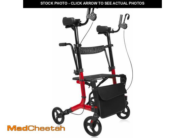 Lot 74-13011473 - Sunderwell Upright Walker for Seniors &amp; Adults with Seat 450 lb Capacity, Stand Up Walkers Folda...