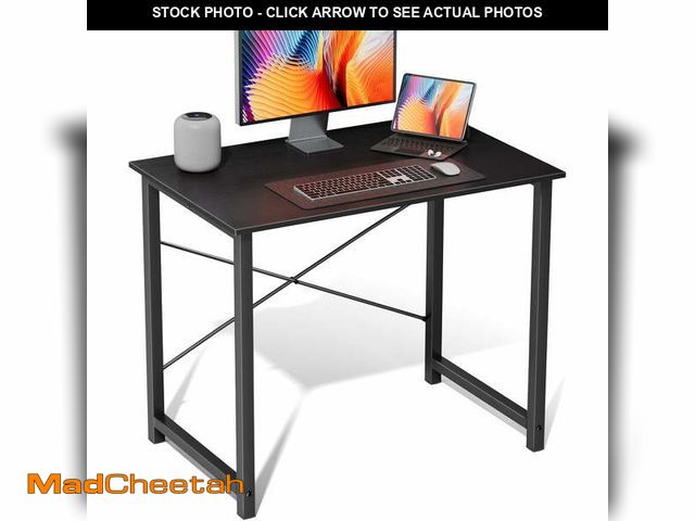 Lot 74-13044194 - EDX Small Computer Desk 31 Inch Writing Desk with Storage Bag Iron Hook Metal Frame for Home, Black ...