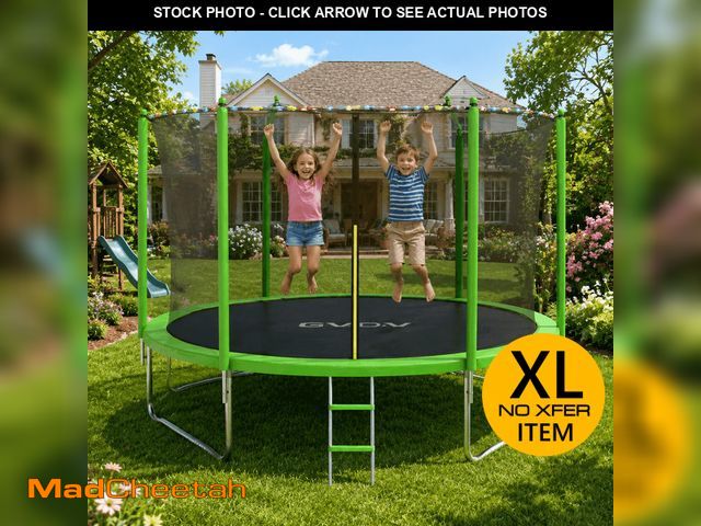 Lot 74-14438024 - GVDV Outdoor Trampoline, 12' Backyard Recreational Trampoline with Enclosure for Kids &amp; Adults -...