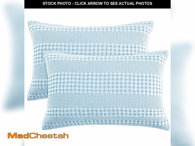 Lot 74-12440891 - PHF 100% Cotton Waffle Pillow Shams King Size, 2 Pack 20" x 36" Soft Skin-Friendly Pillowcases, No F...