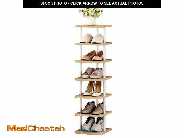 Lot 74-13630277 - SORCEDAS 7 Tiers Vertical Shoe Rack Wooden Shoe Storage Organizer for Space Saving Narrow Shoe Shelf...