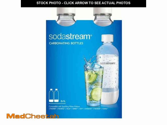 Lot 74-14356951 - SodaStream 1L Classic Carbonating Bottles White Twin Pack Dishwasher Safe - UNUSED